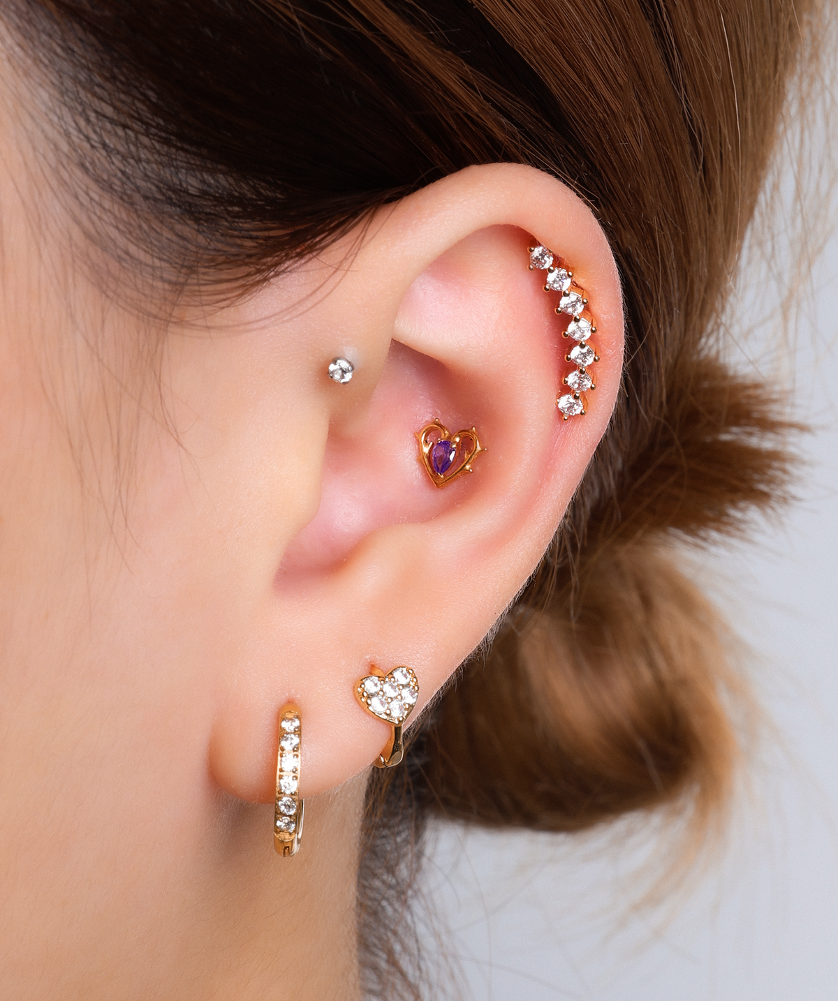Titanium Thorn Heart Stud - Titanium - Upper Lobe, Helix, Conch - Oumo Jewelry