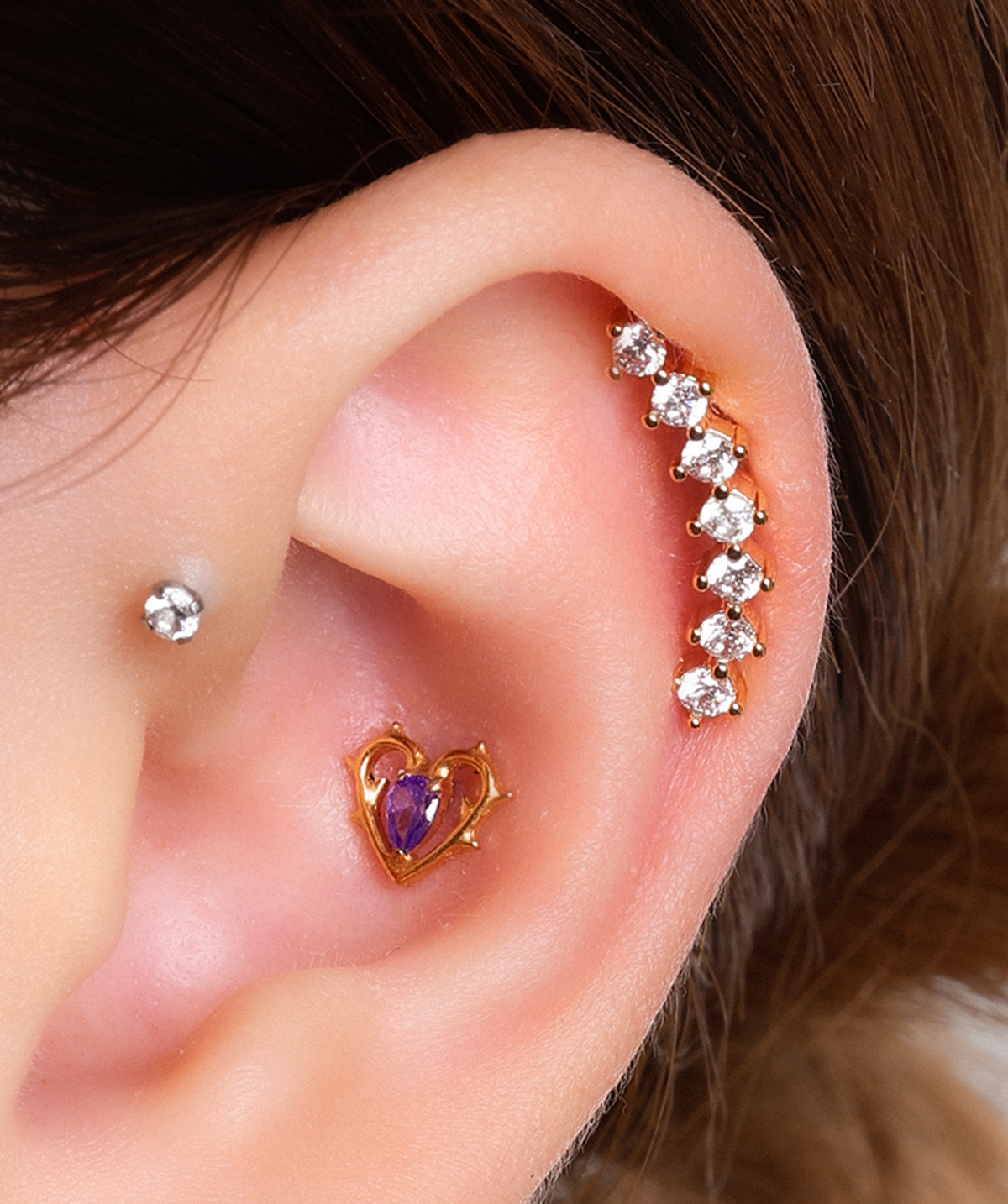 Titanium Thorn Heart Stud - Titanium - Upper Lobe, Helix, Conch - Oumo Jewelry