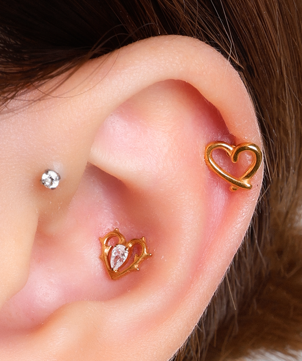 Titanium Thorn Heart Stud - Titanium - Upper Lobe, Helix, Conch - Oumo Jewelry