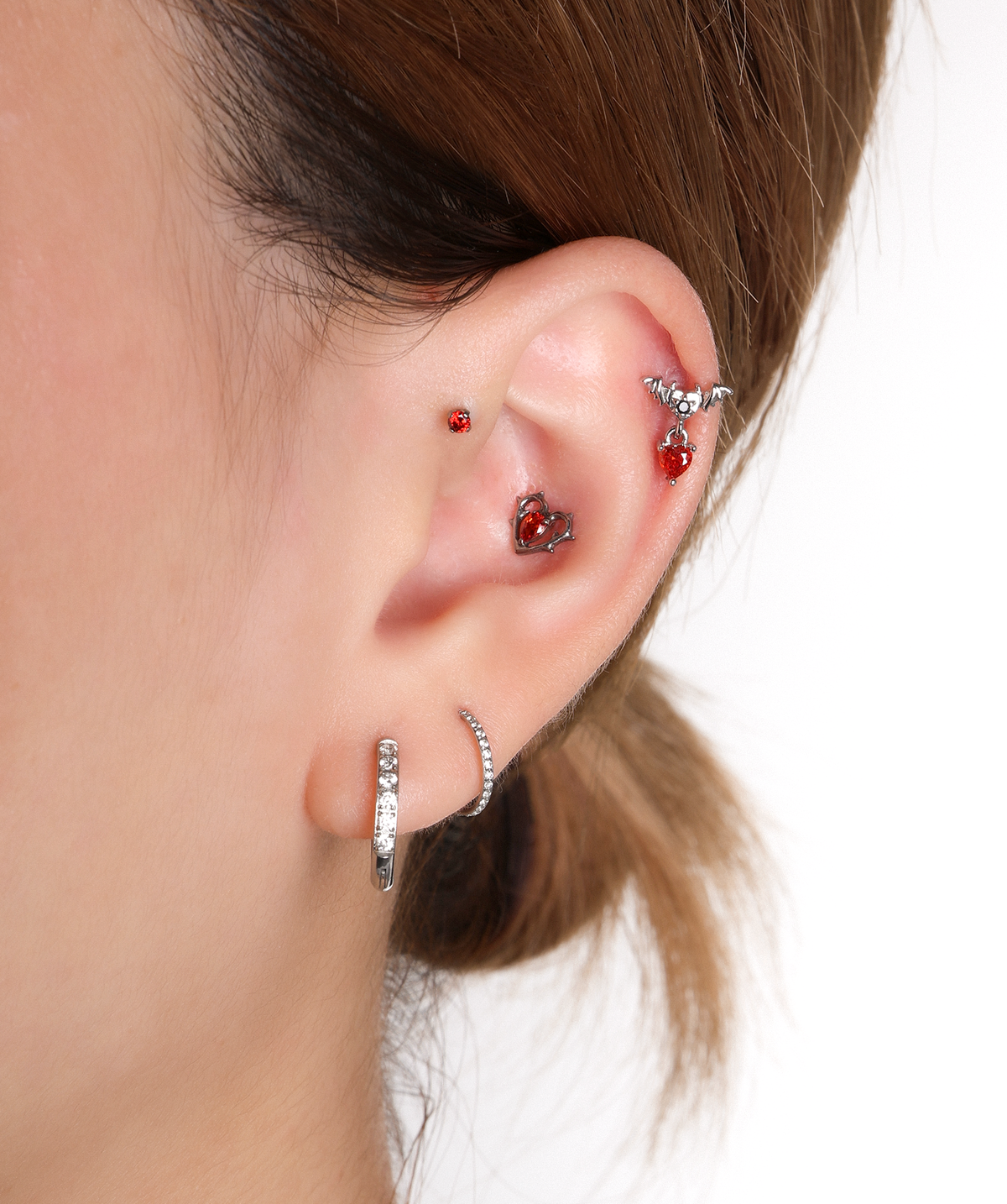 Titanium Thorn Heart Stud - Titanium - Upper Lobe, Helix, Conch - Oumo Jewelry