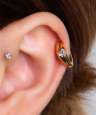 Crystal Heart Hoops - OumoJewelry