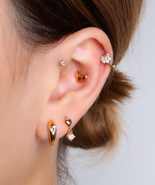Crystal Heart Hoops - OumoJewelry