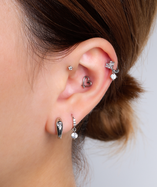 Crystal Heart Hoops - OumoJewelry
