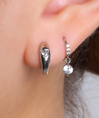 Crystal Heart Hoops - OumoJewelry