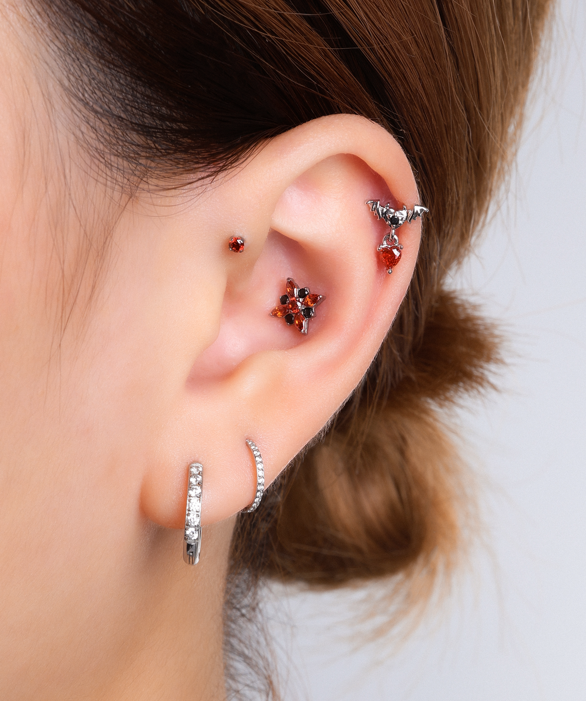 Titanium Spooky Star Stud - Titanium - Upper Lobe, Helix, Conch - Oumo Jewelry