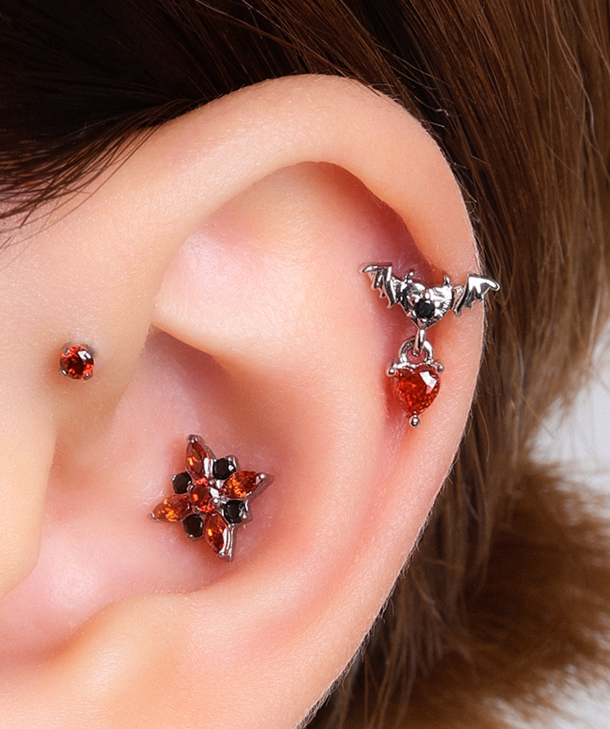 Titanium Spooky Star Stud - Titanium - Upper Lobe, Helix, Conch - Oumo Jewelry