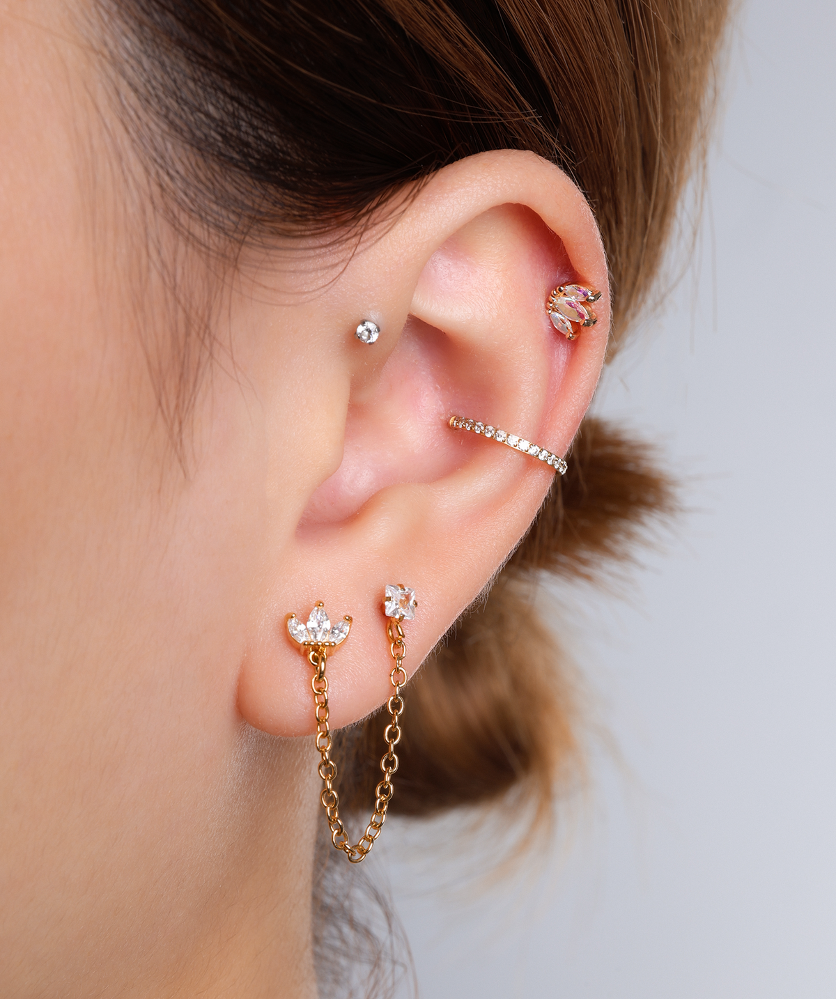 Marquise Stud - Stainless Steel - Upper Lobe, Conch, Flat - Oumo Jewelry