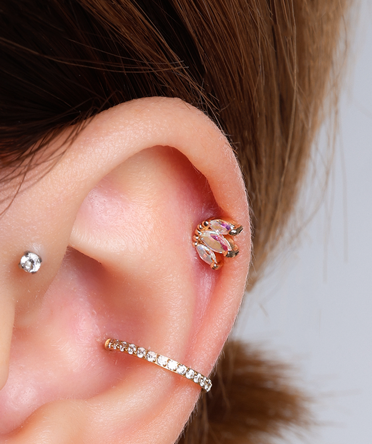Marquise Stud - Stainless Steel - Upper Lobe, Conch, Flat - Oumo Jewelry