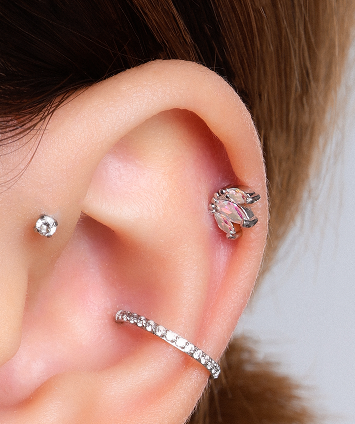 Marquise Stud - Stainless Steel - Upper Lobe, Conch, Flat - Oumo Jewelry
