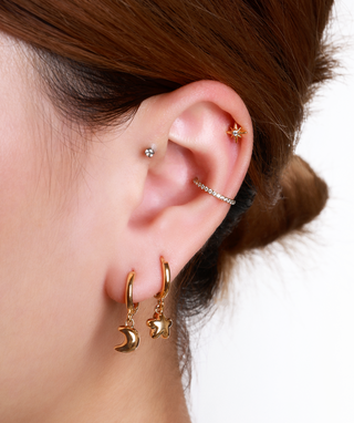 Moon & Star Hoops - OumoJewelry
