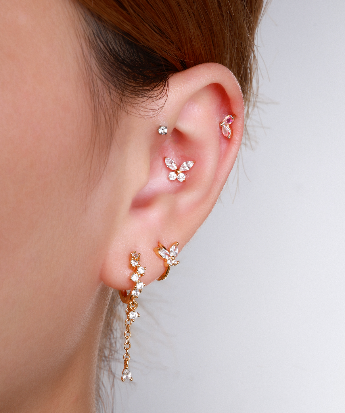 Cute Marquise Stud - Stainless Steel - Upper Lobe, Conch, Flat - Oumo Jewelry