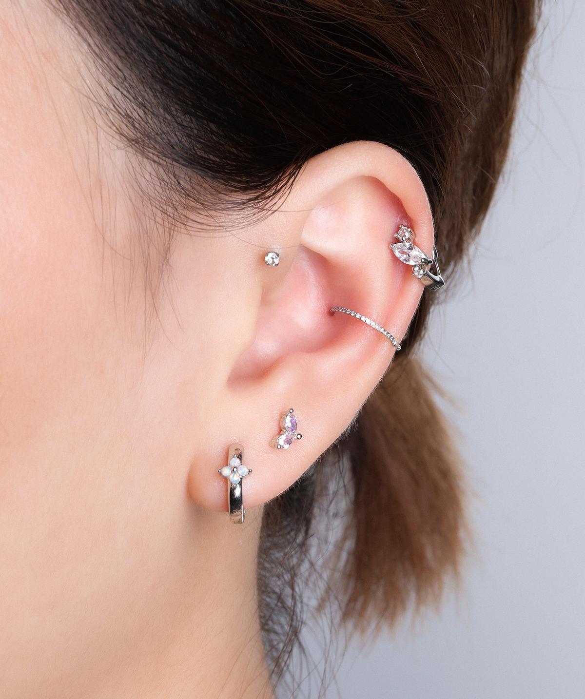 Cute Marquise Stud - Stainless Steel - Upper Lobe, Conch, Flat - Oumo Jewelry