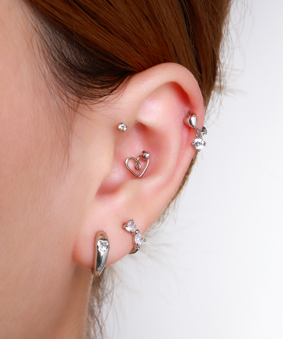 Loving Stud - Stainless Steel - Upper Lobe, Helix - Oumo Jewelry