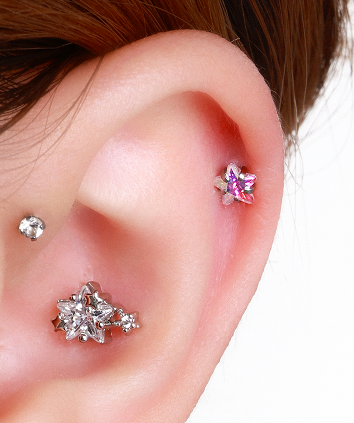Titanium Zodiac Stars Stud - Titanium - Upper Lobe, Forward Helix, Flat - Oumo Jewelry