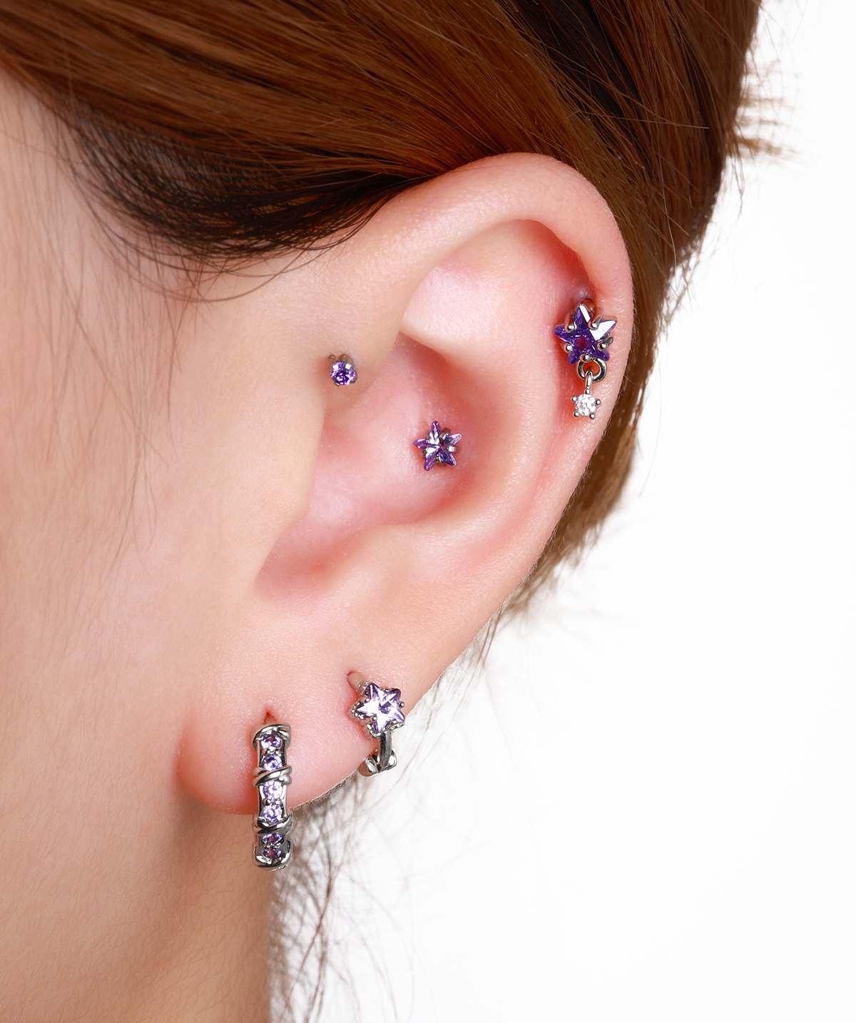 Titanium Zodiac Stars Stud - Titanium - Upper Lobe, Forward Helix, Flat - Oumo Jewelry