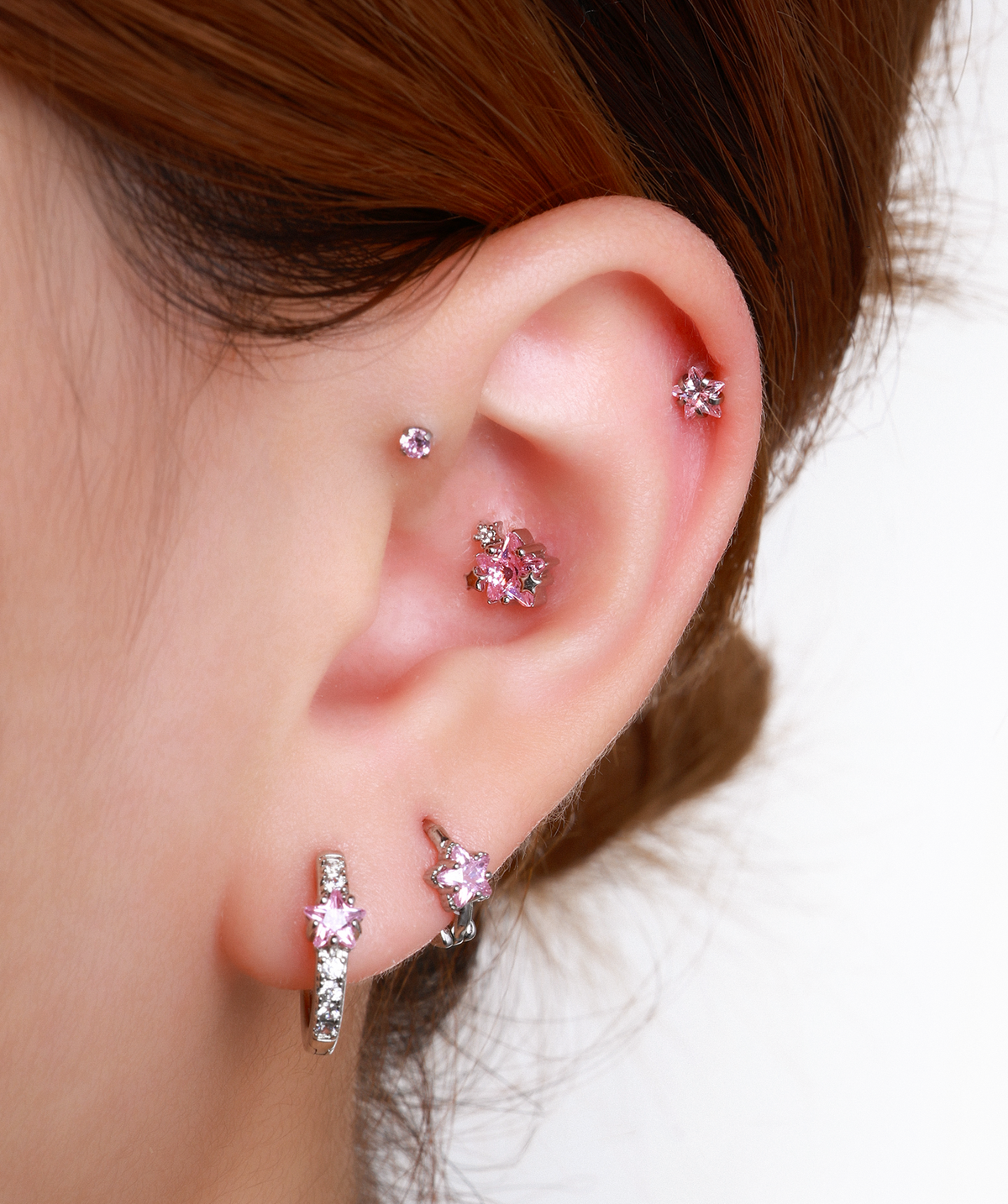 Titanium Zodiac Stars Stud - Titanium - Upper Lobe, Forward Helix, Flat - Oumo Jewelry