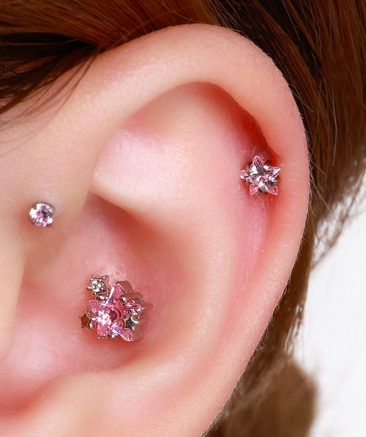 Titanium Zodiac Stars Stud - Titanium - Upper Lobe, Forward Helix, Flat - Oumo Jewelry