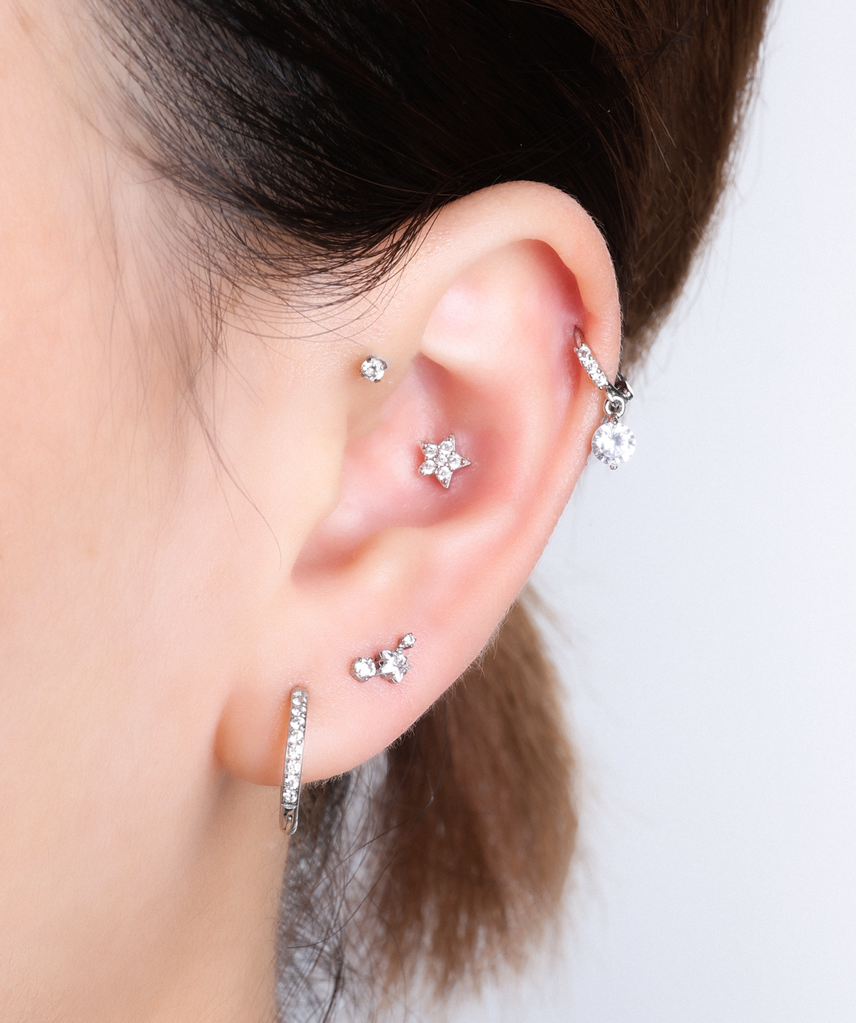 Titanium Starry Stud - Titanium - Upper Lobe, Helix, Forward Helix - Oumo Jewelry