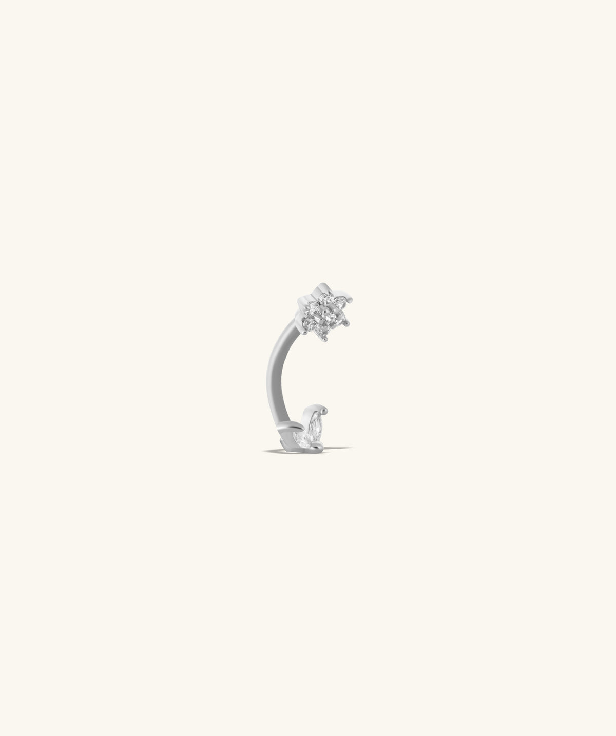 Flower Curved Barbell - Stainless Steel - Rook, Eyebrow, Vertical Labret - Oumo Jewelry