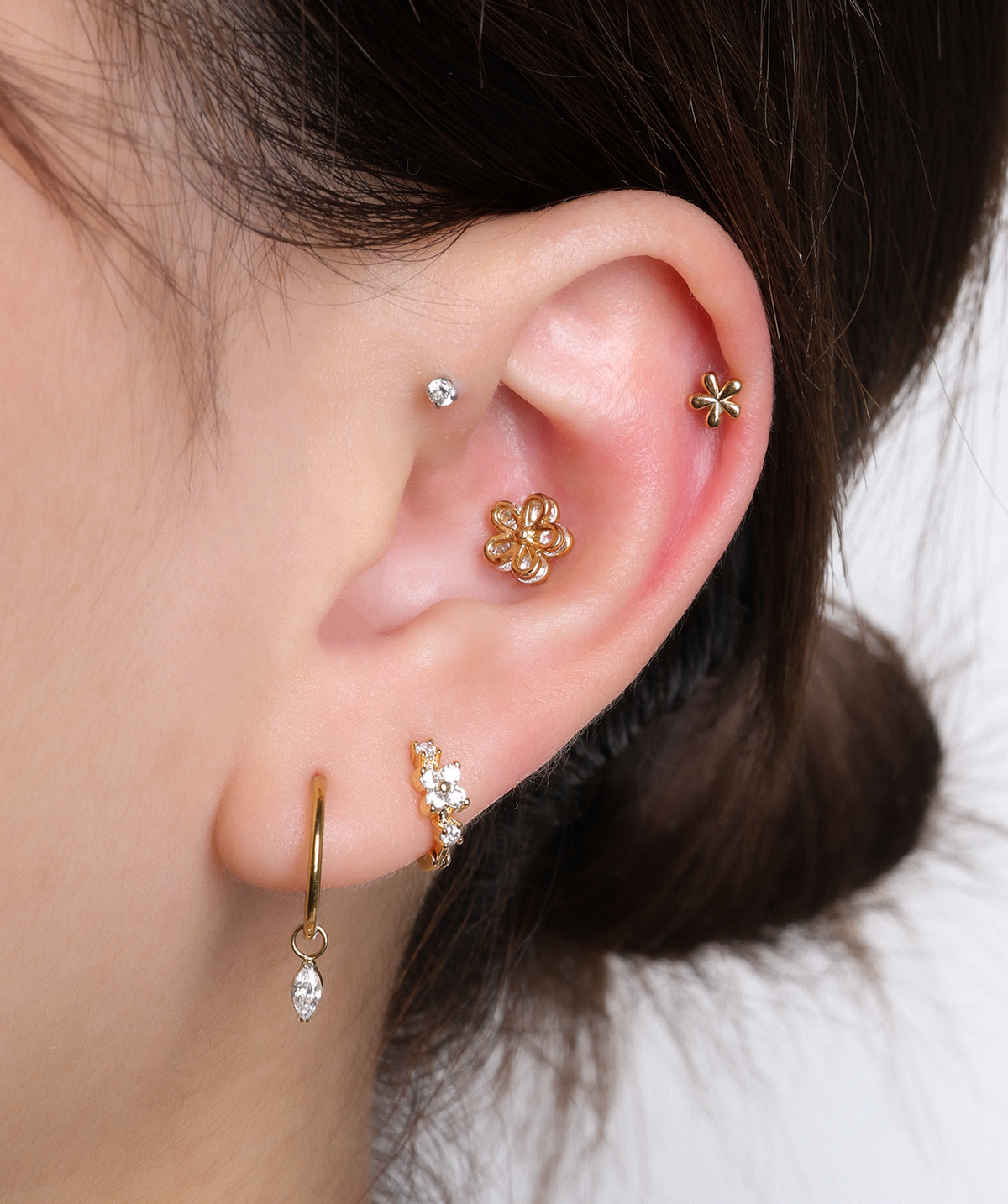 Blossom Hoop - Brass - Helix - Oumo Jewelry