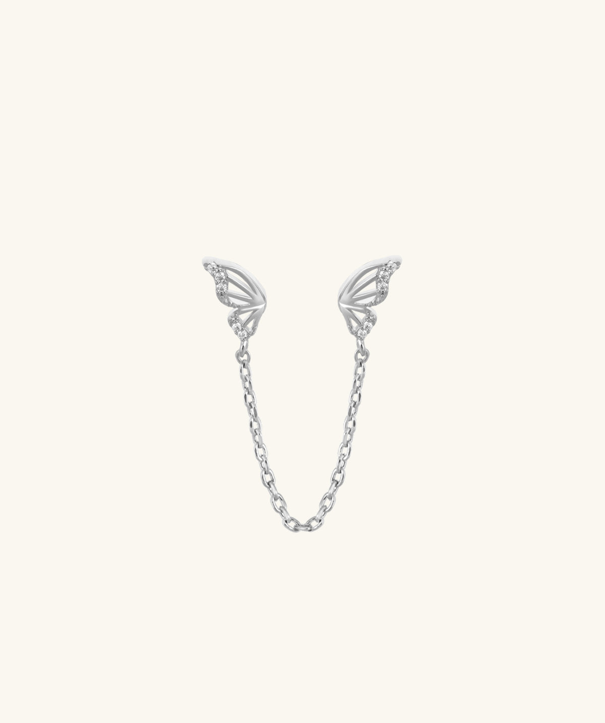 Butterfly Chain Stud - Stainless Steel - Lobe, Upper Lobe - Oumo Jewelry
