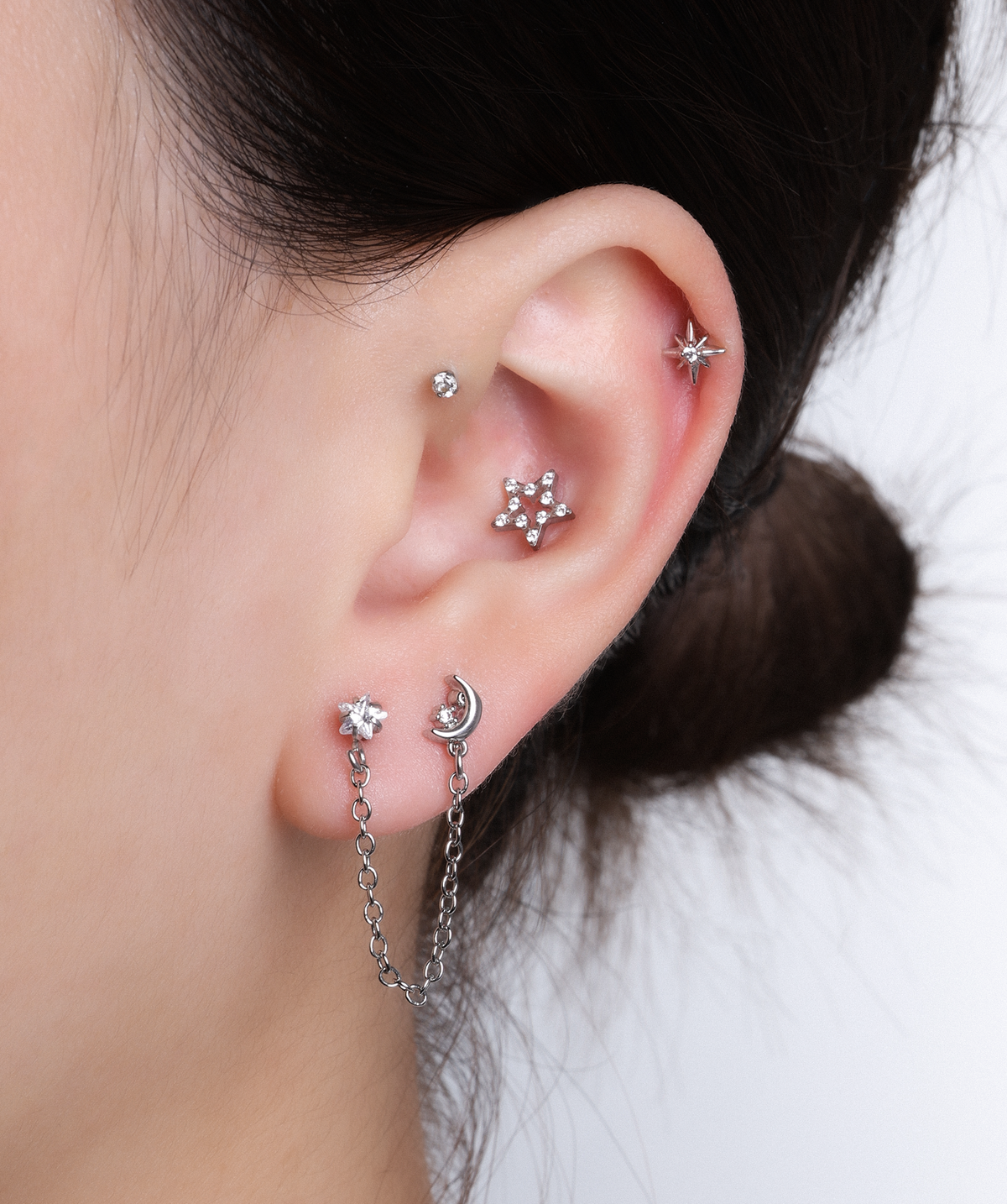 Titanium Star Stud - Titanium - Helix, Upper Lobe, Conch - Oumo Jewelry