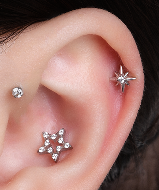 Titanium Silver Star Stud - OumoJewelry
