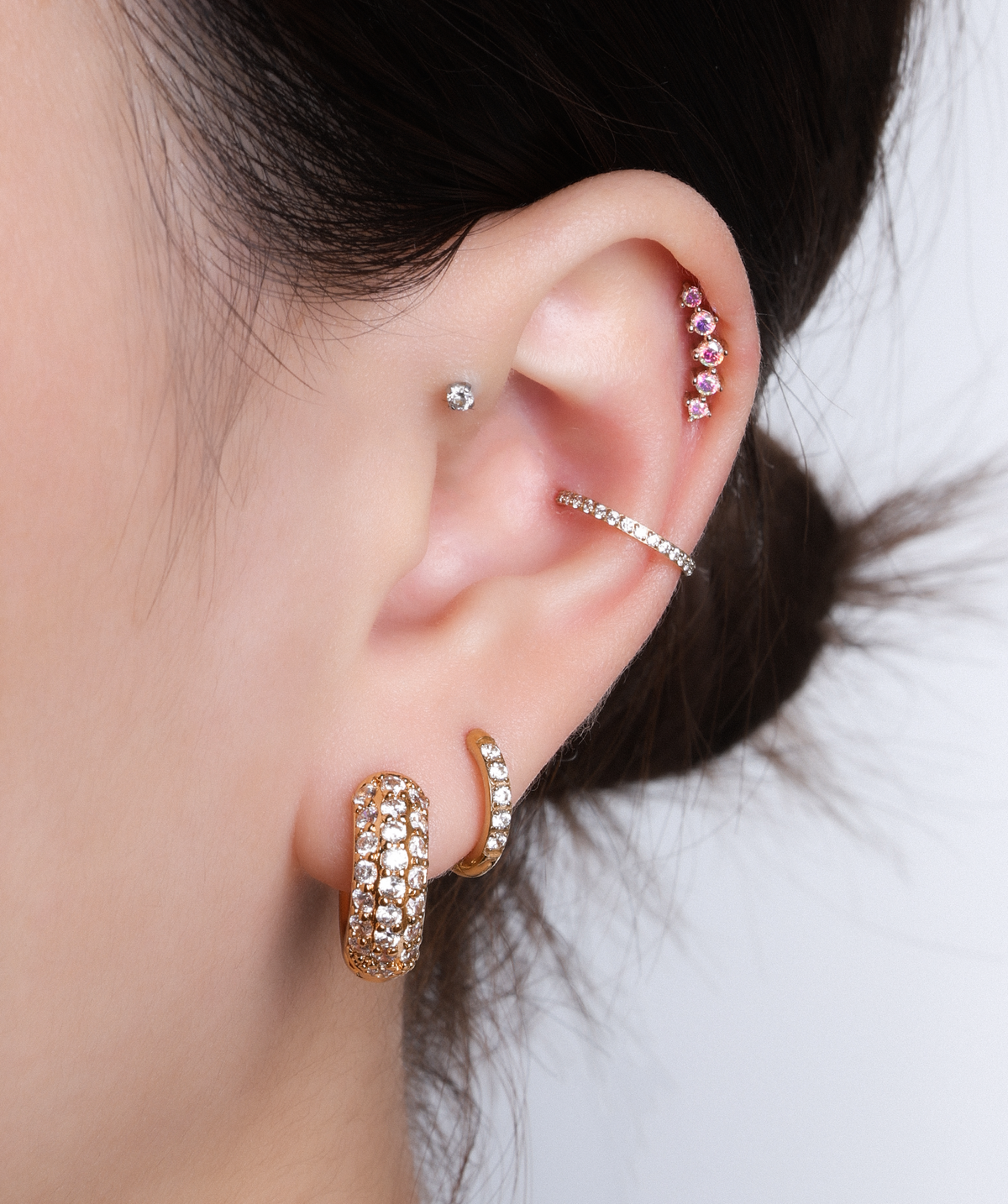 Frosted Sparkle Hoops - Brass - Oumo Jewelry