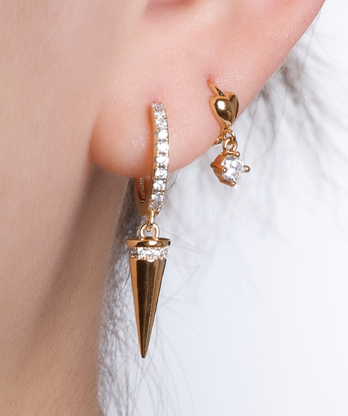 Spike Dangle Hoop - Brass - Oumo Jewelry