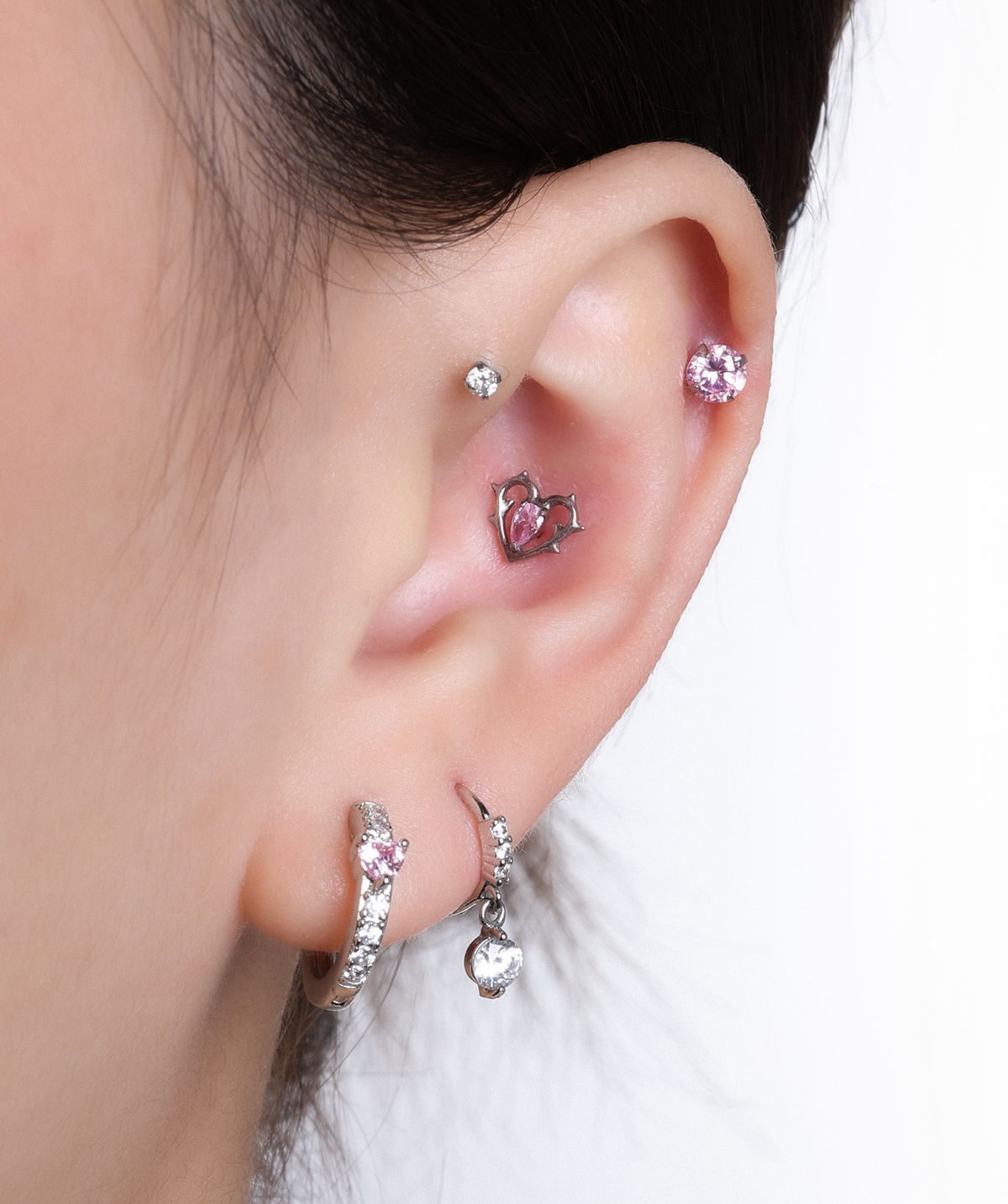 Titanium Sparkle Rainbow Stud - Titanium - Helix, Forward Helix, Upper Lobe - Oumo Jewelry