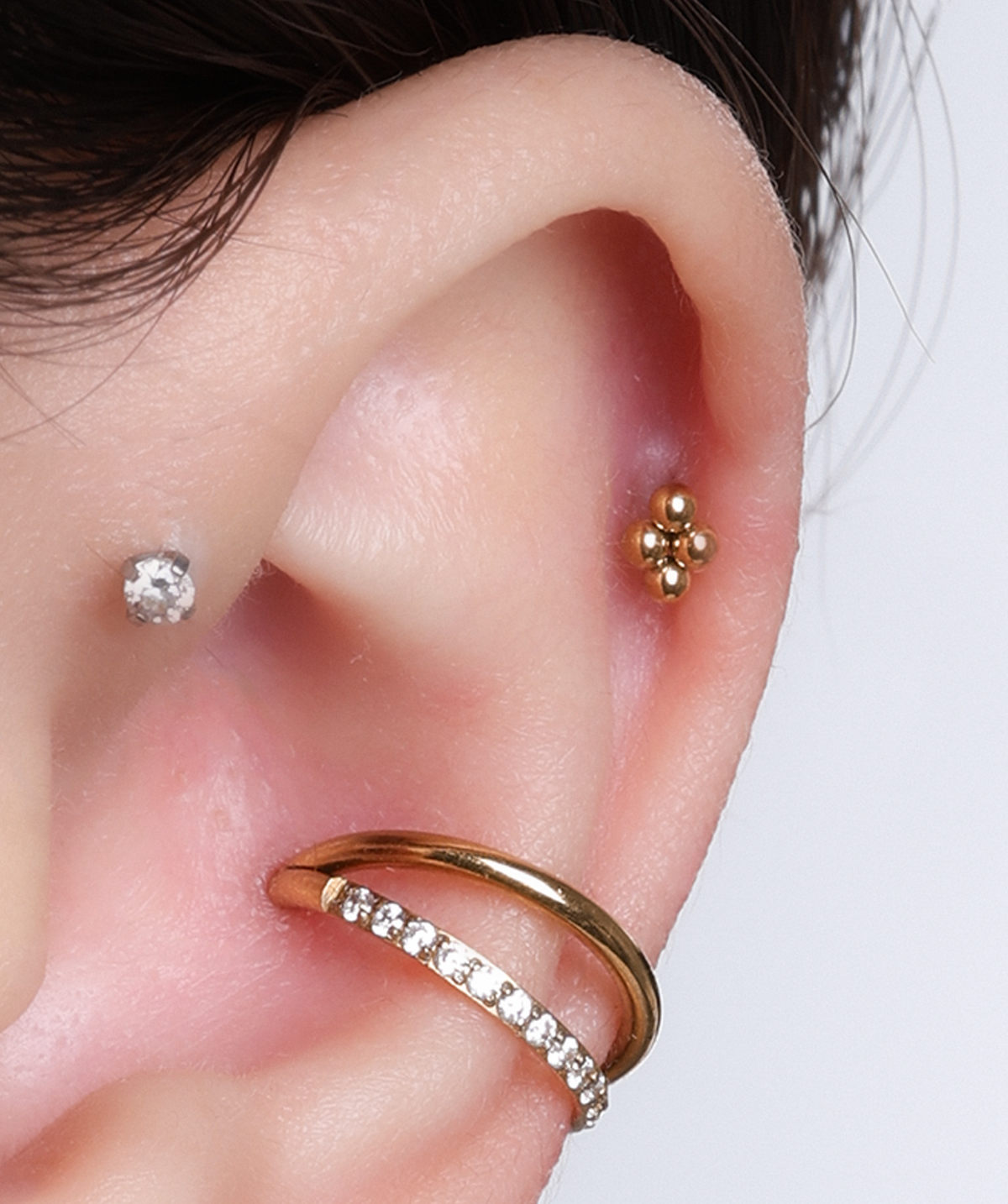 Beads Threadless Stud - Stainless Steel - Helix, Forward Helix, Upper Lobe - Oumo Jewelry