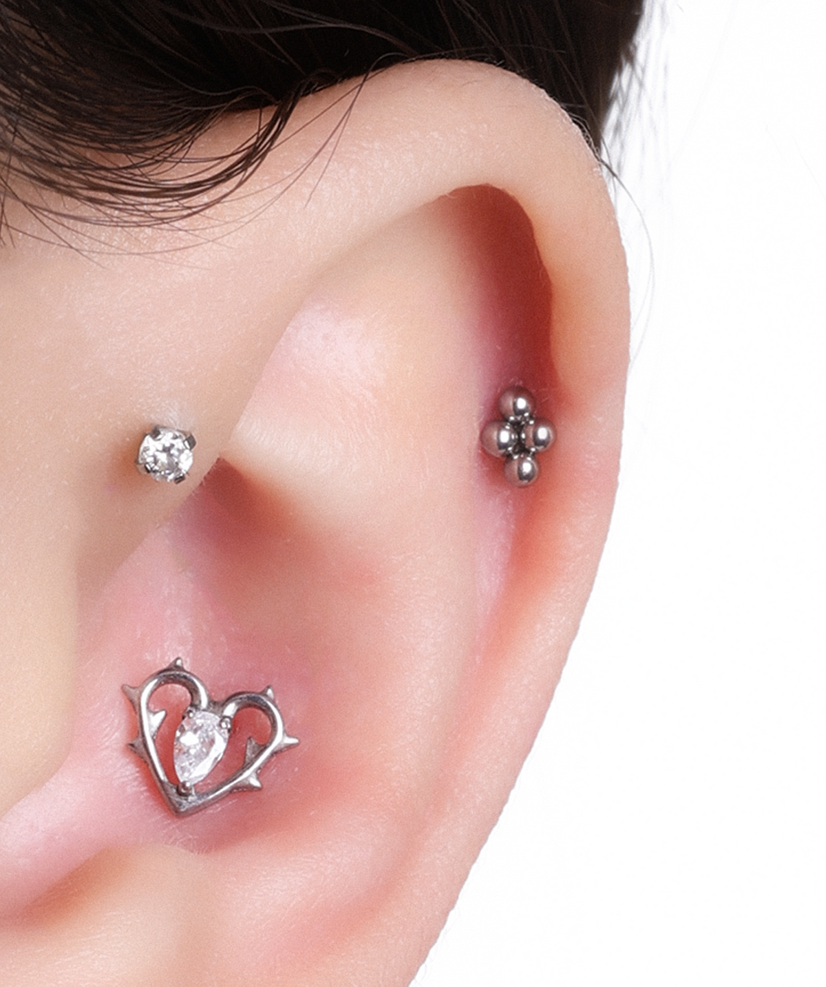 Beads Threadless Stud - Stainless Steel - Helix, Forward Helix, Upper Lobe - Oumo Jewelry