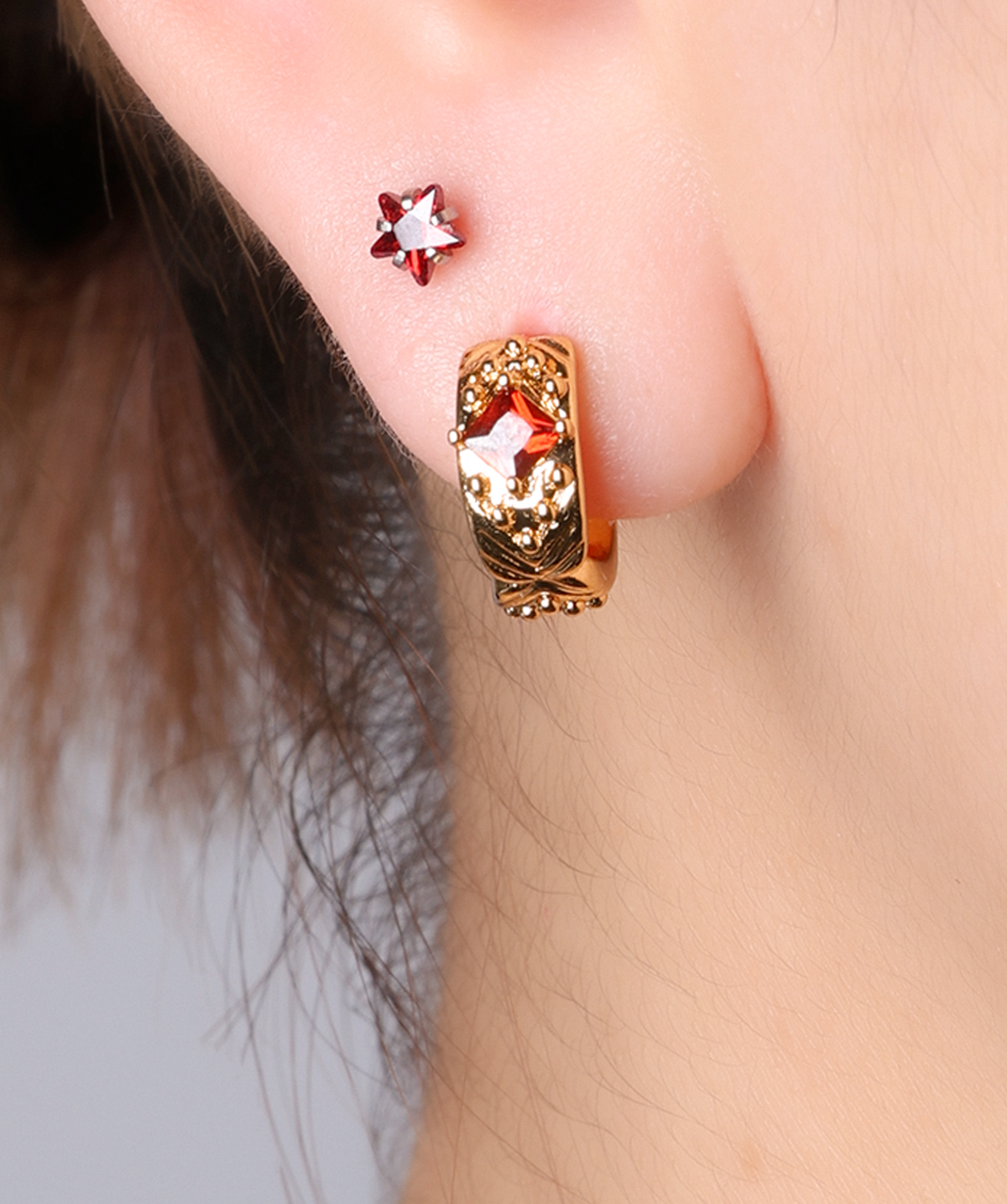 Ember Crown Hoops - Brass - Oumo Jewelry