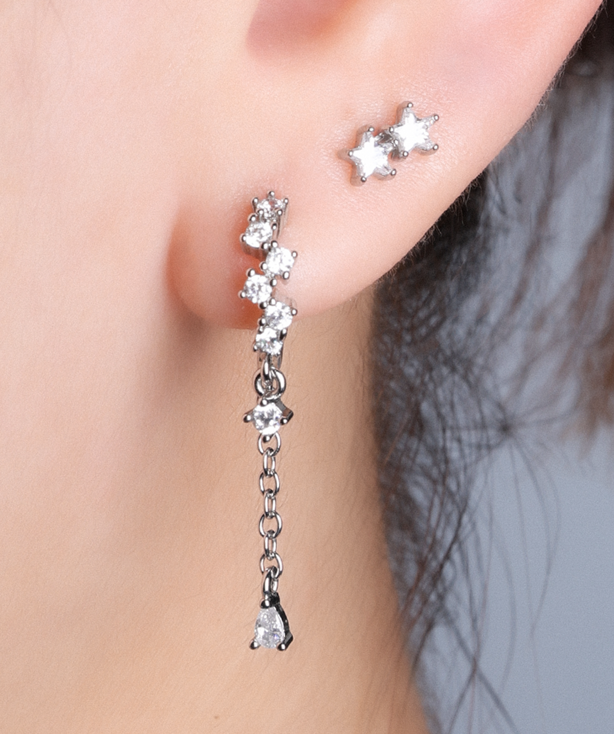 Twinkling Stars Stud - Stainless Steel - Helix, Upper Lobe, Flat - Oumo Jewelry
