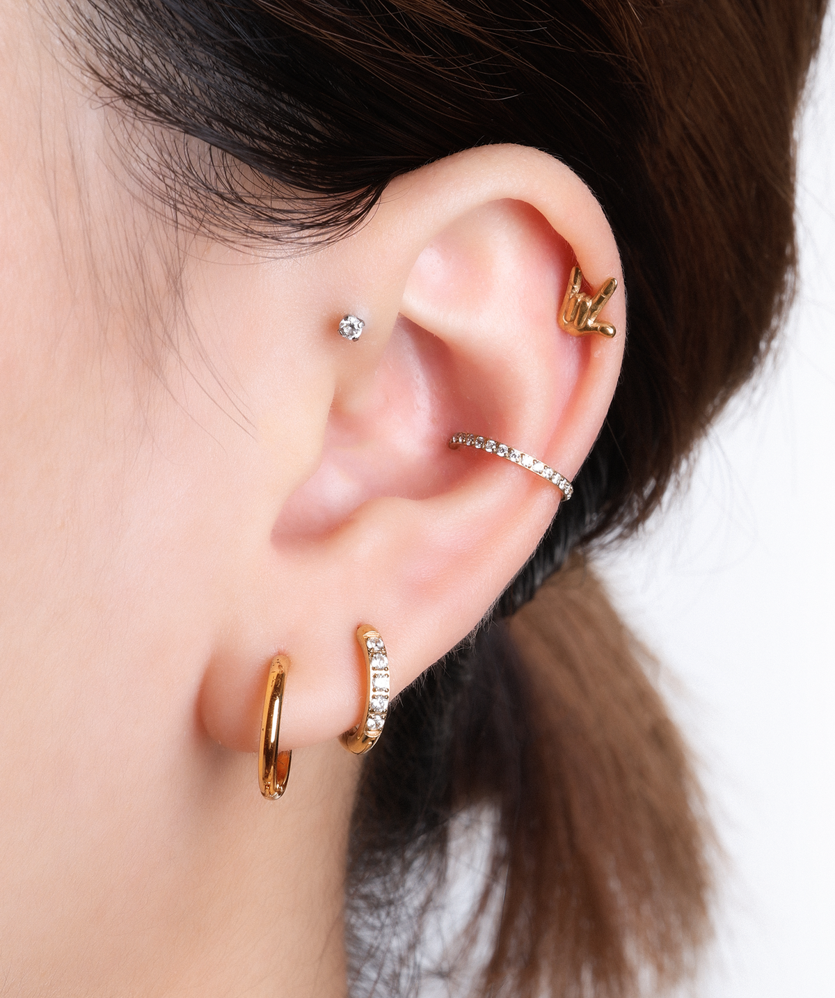 Titanium Love Sign Stud - Titanium - Helix, Upper Lobe, Flat - Oumo Jewelry