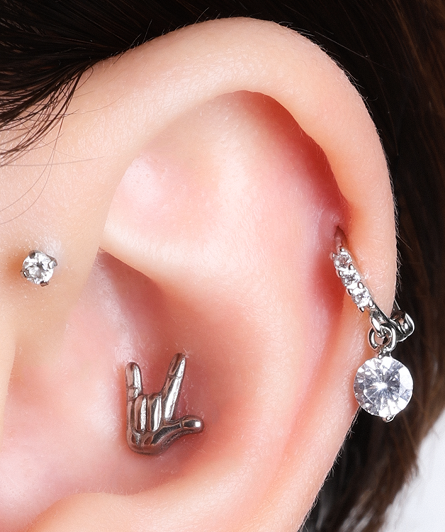 Titanium Love Sign Stud - OumoJewelry