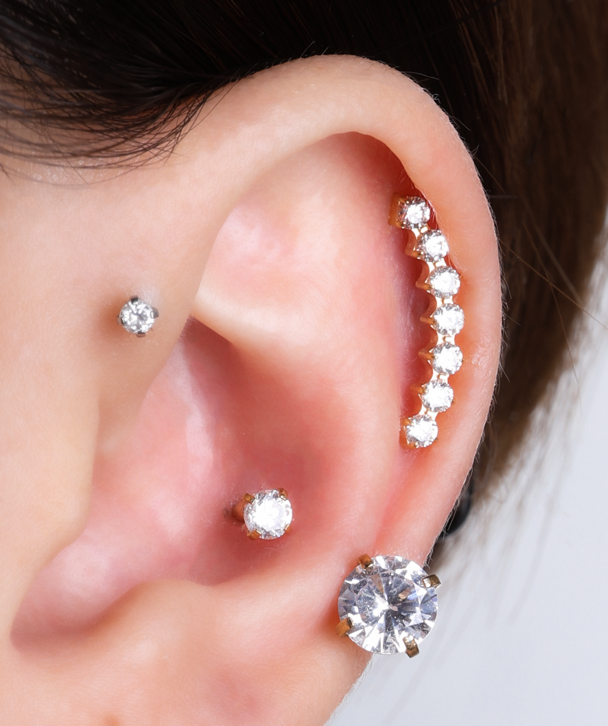 Titanium Gems Stud - Titanium - Upper Lobe, Helix, Flat - Oumo Jewelry