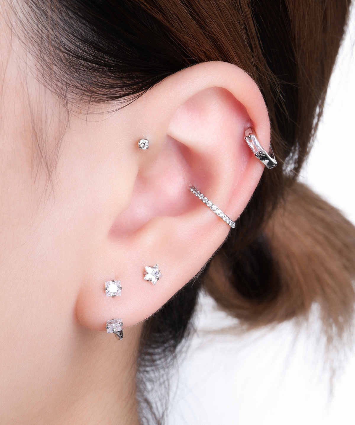 Edge Glow Horseshoe Ring - Stainless Steel - Upper Lobe, Helix, Forward Helix - Oumo Jewelry