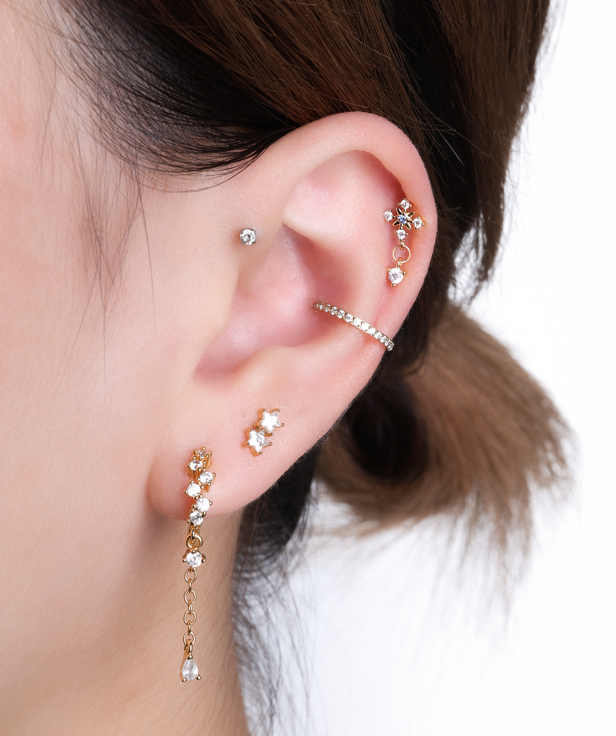 Stardrop Stud - Stainless Steel - Flat, Upper Lobe, Helix - Oumo Jewelry