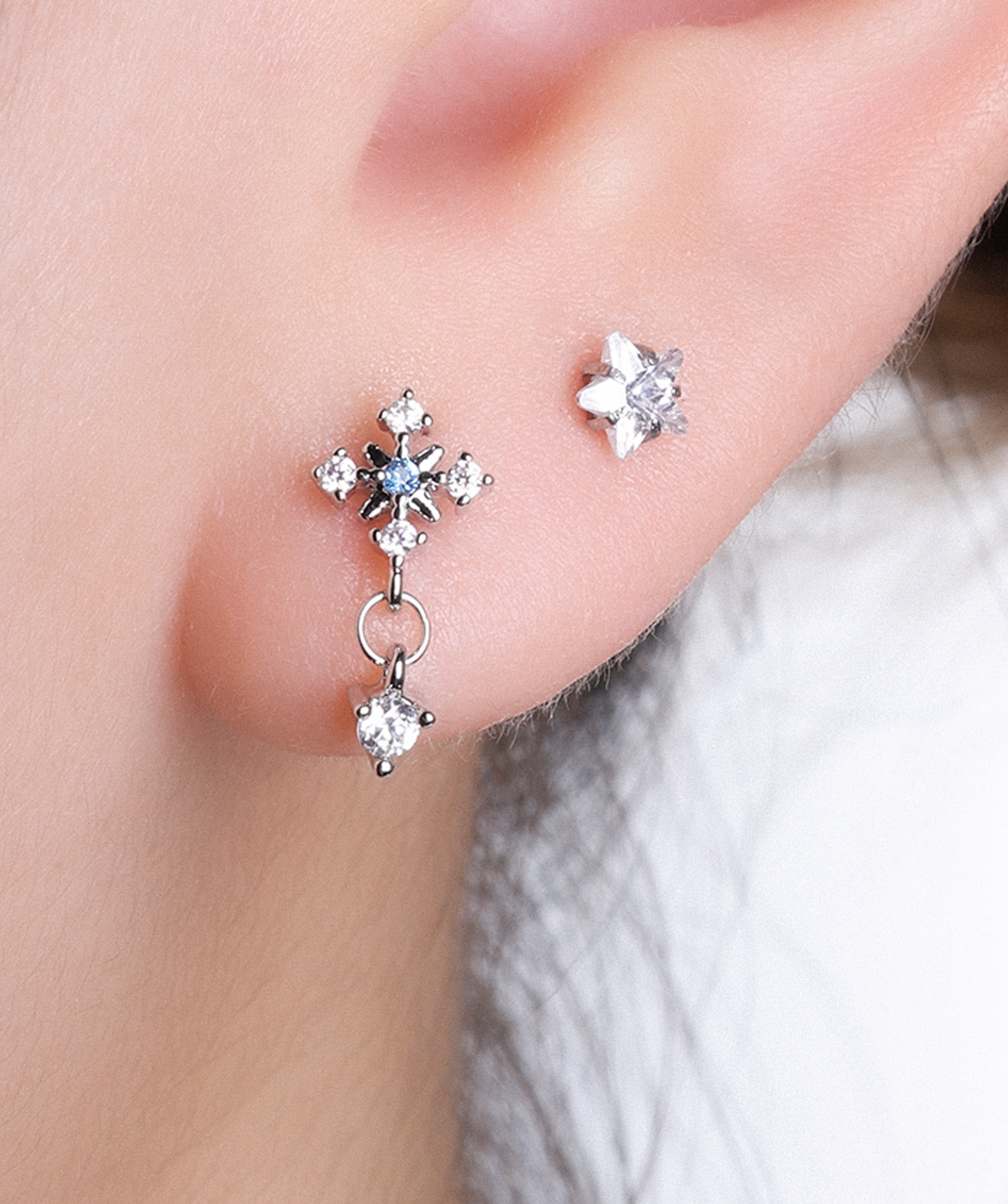 Stardrop Stud - Stainless Steel - Flat, Upper Lobe, Helix - Oumo Jewelry