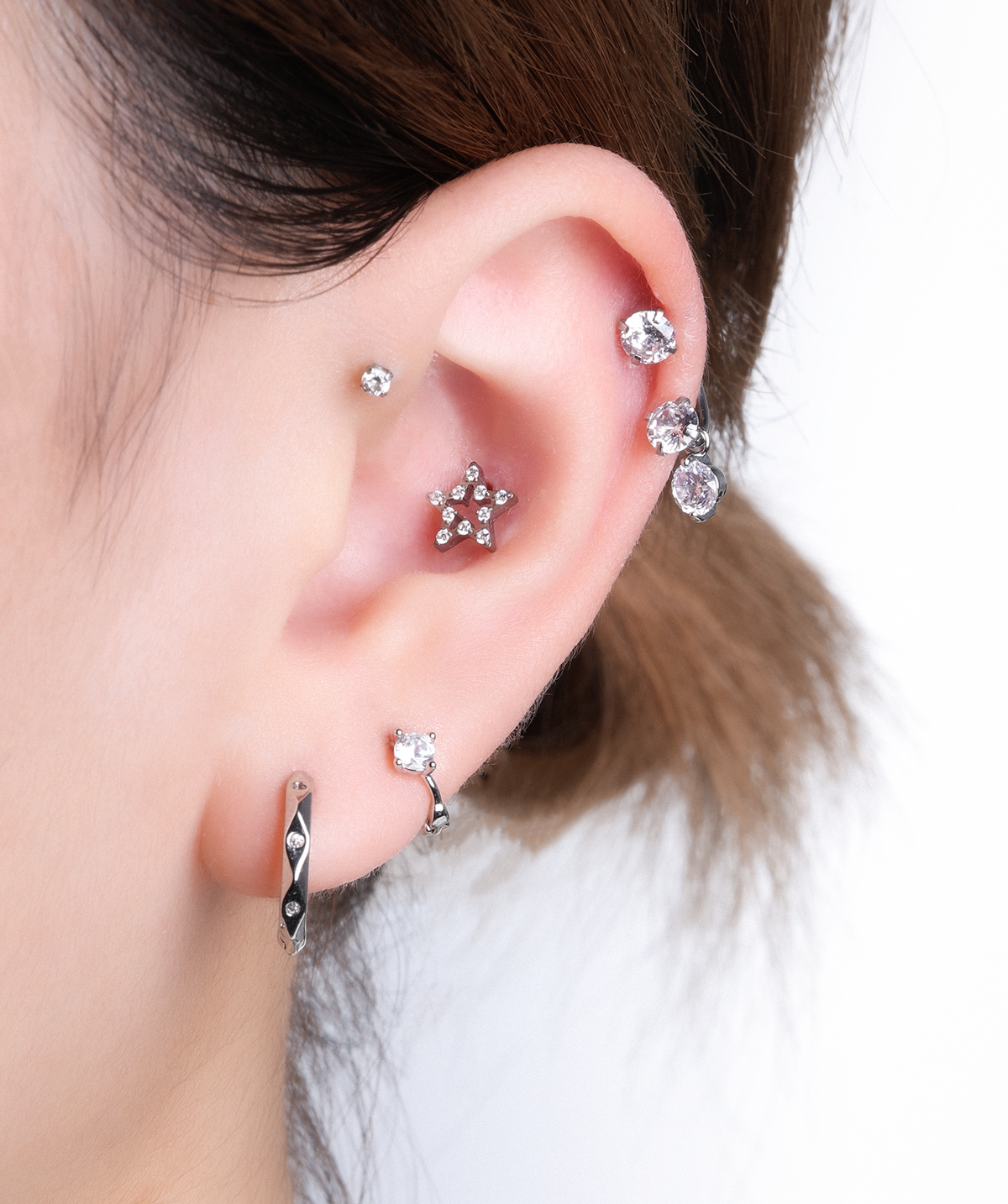 Serene Drop Horseshoe Ring - Stainless Steel - Upper Lobe, Helix, Lip - Oumo Jewelry