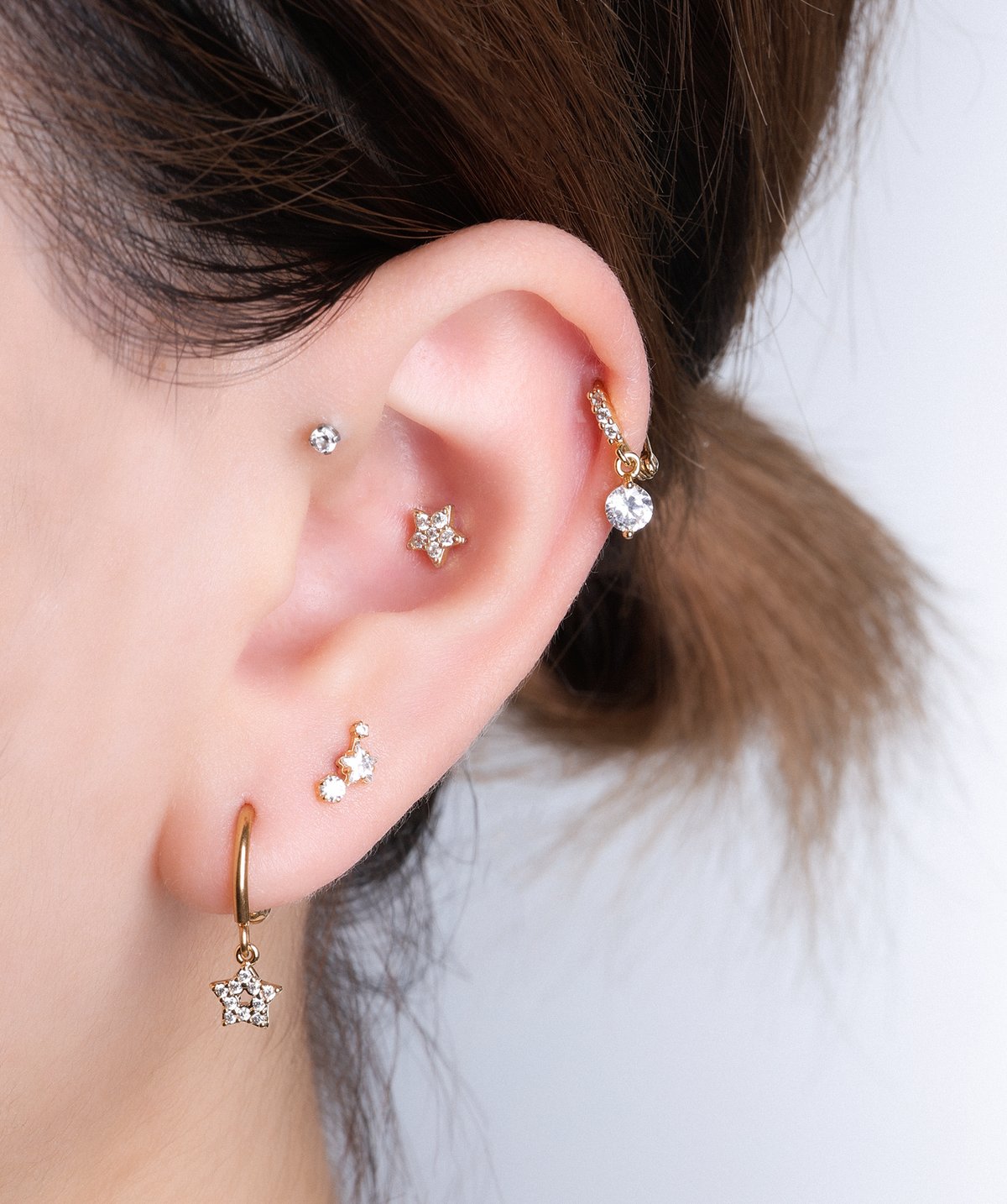 Starlet Horseshoe Ring - Stainless Steel - Upper Lobe, Helix - Oumo Jewelry