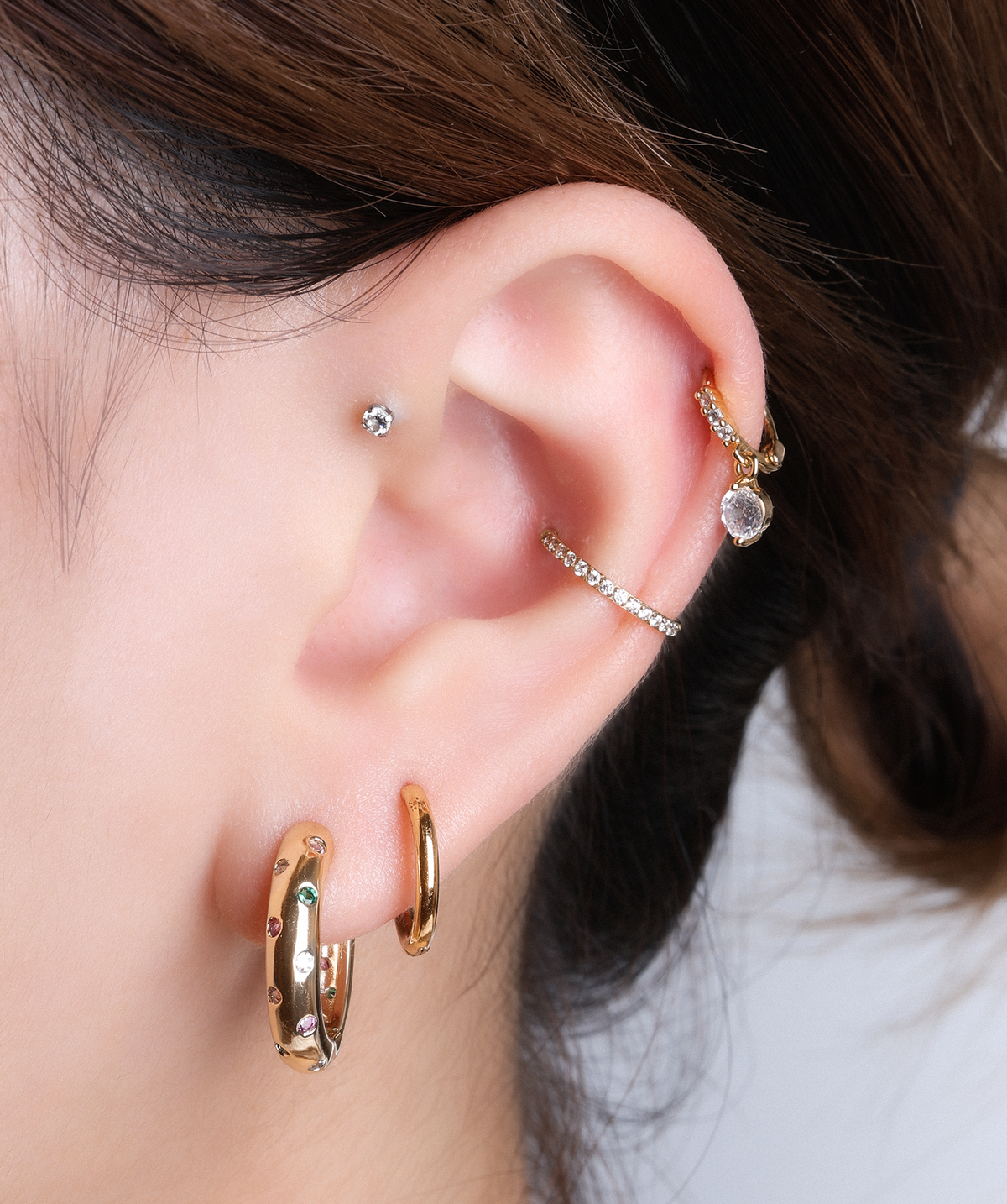 Coloria Hoops - Brass - Lobe - Oumo Jewelry