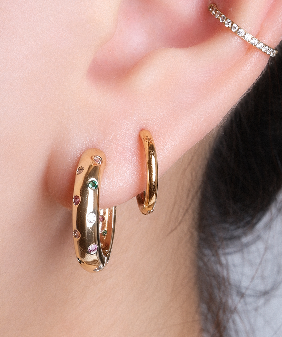 Coloria Hoops - Brass - Lobe - Oumo Jewelry