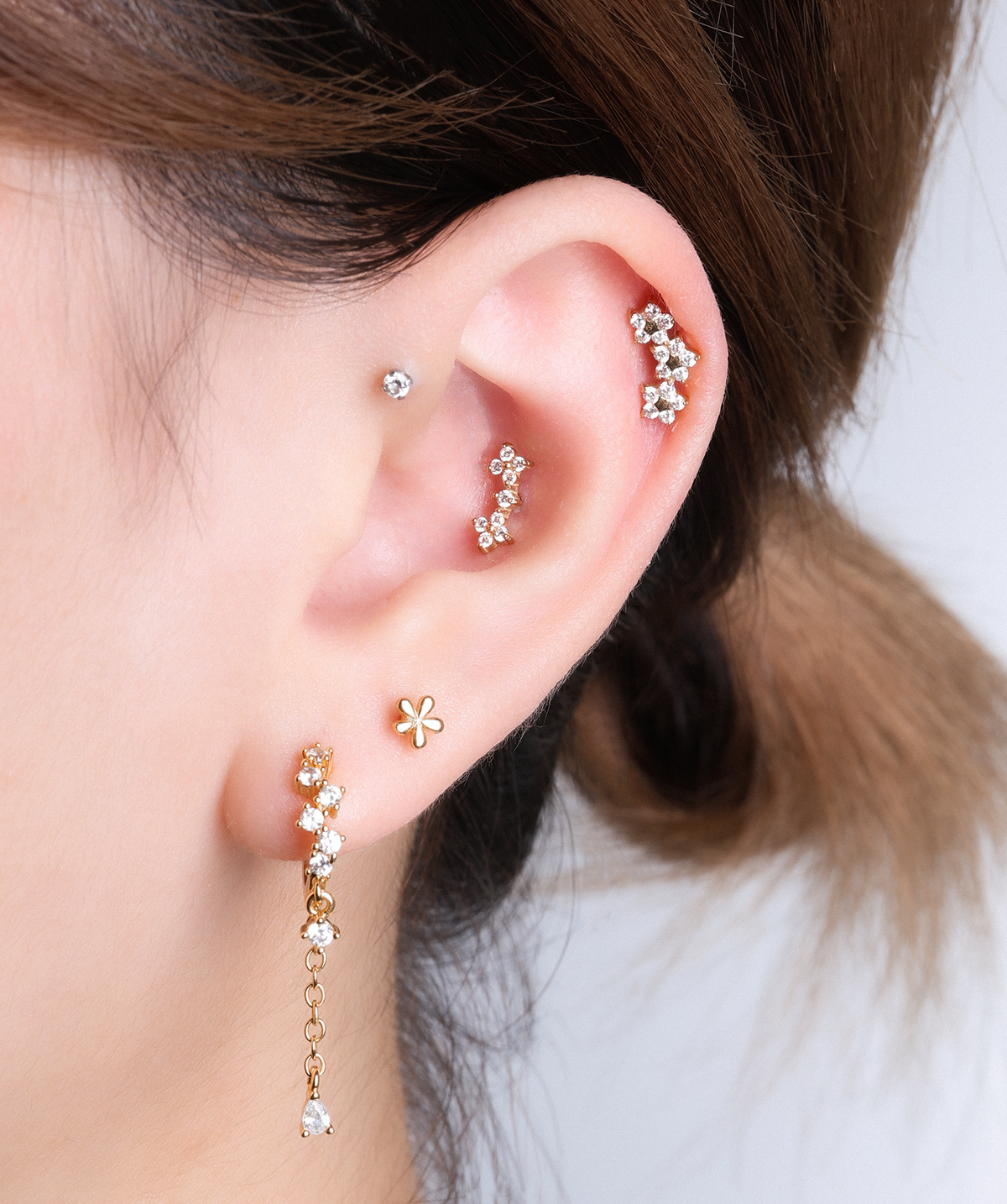 Starflower Stud - Stainless Steel - Helix, Upper Lobe, Conch - Oumo Jewelry