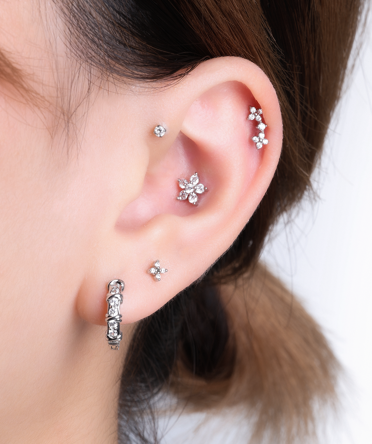 Starflower Stud - Stainless Steel - Helix, Upper Lobe, Conch - Oumo Jewelry