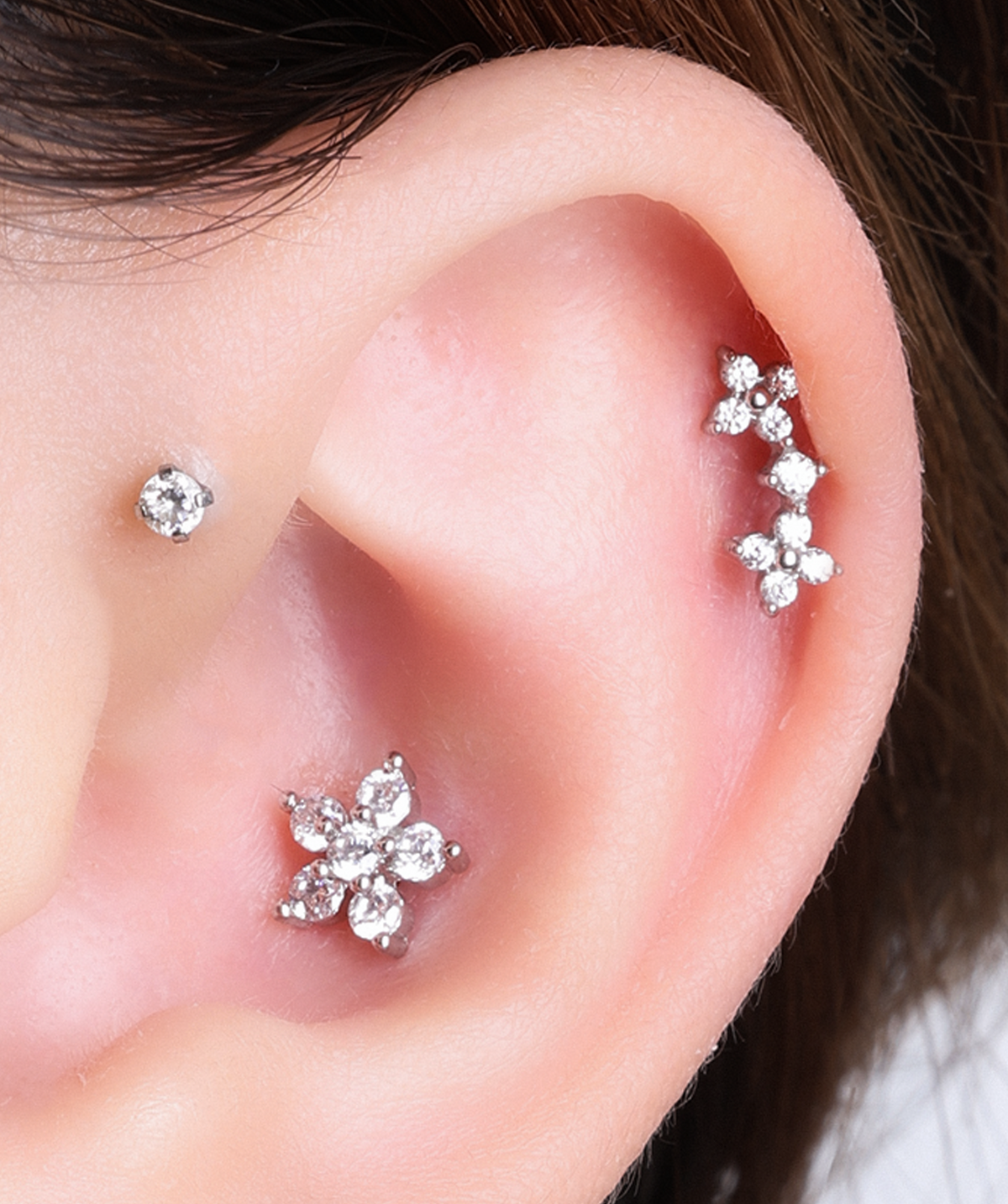 Starflower Stud - Stainless Steel - Helix, Upper Lobe, Conch - Oumo Jewelry