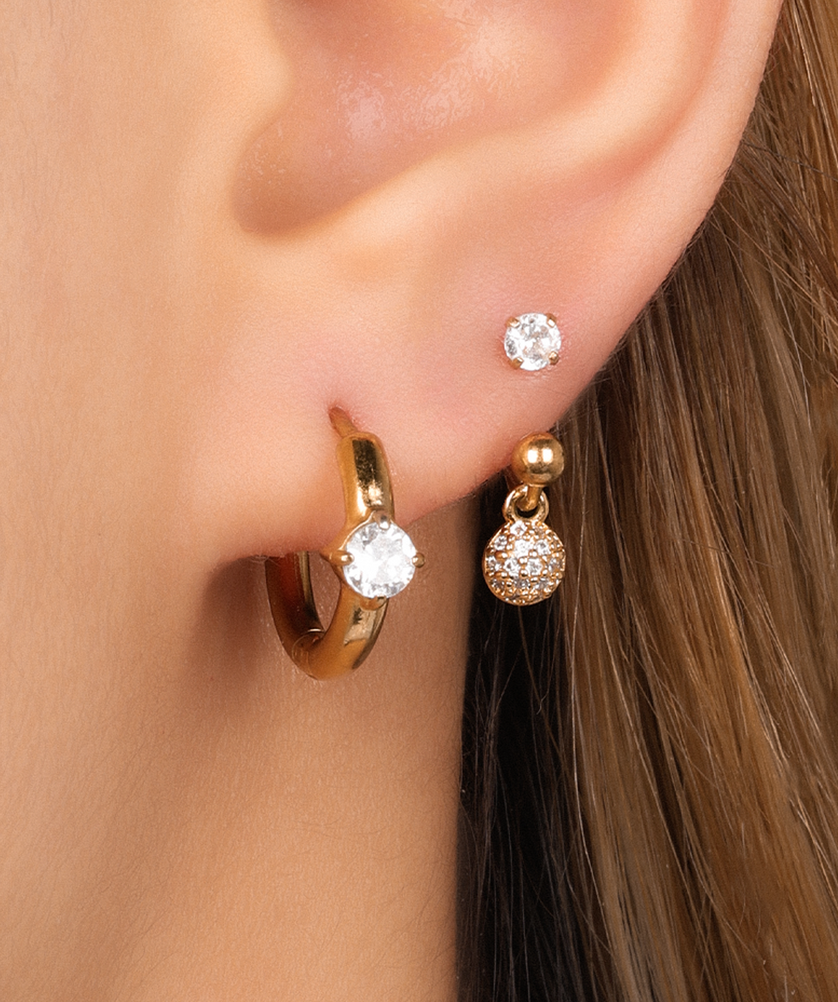 Twinkle Drop Horseshoe Ring - Stainless Steel - Upper Lobe, Lip - Oumo Jewelry