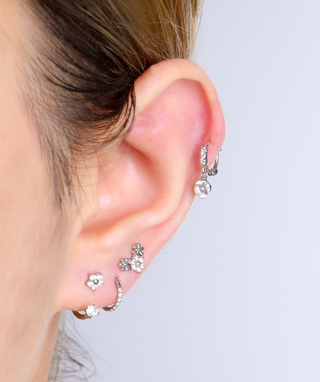 Titanium Flower Horseshoe Ring