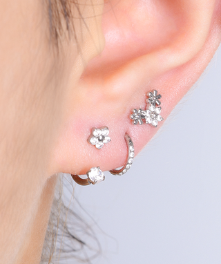 Titanium Flower Horseshoe Ring